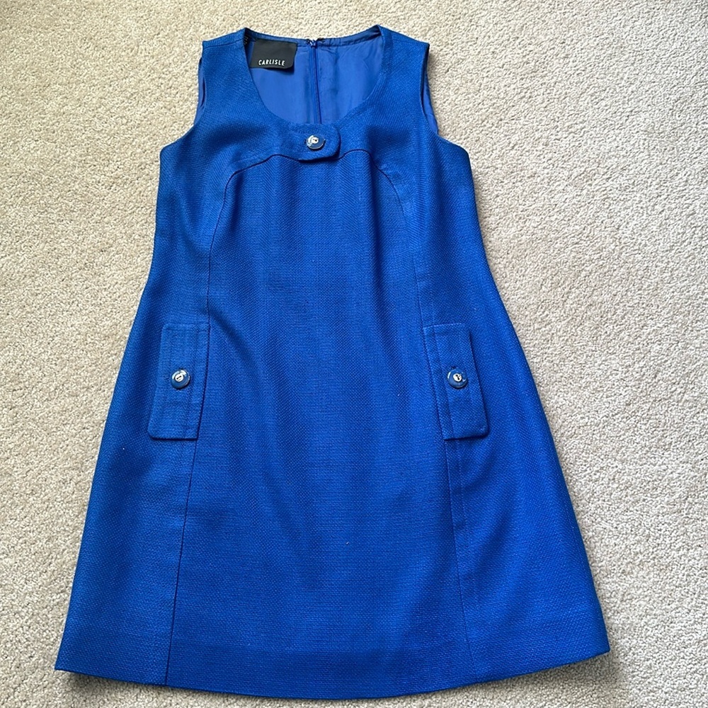 Carlisle Royal Blue Textured Sleeveless Shift Dress